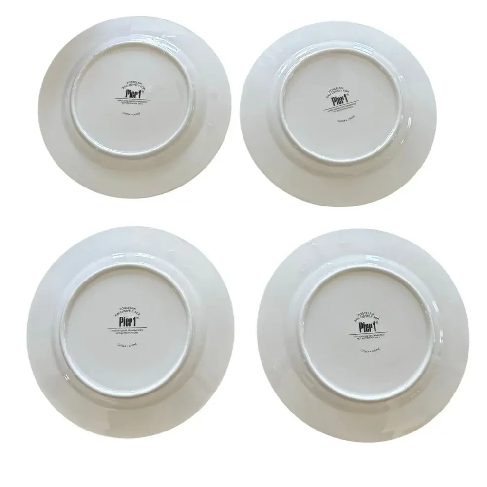 Vintage Pier 1 ceramic canapé plates with matching cocktail napkins set of 4